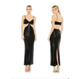 Mac Duggal Black Sequin Cutout Evening Dress SIZE 2 NWT 70130